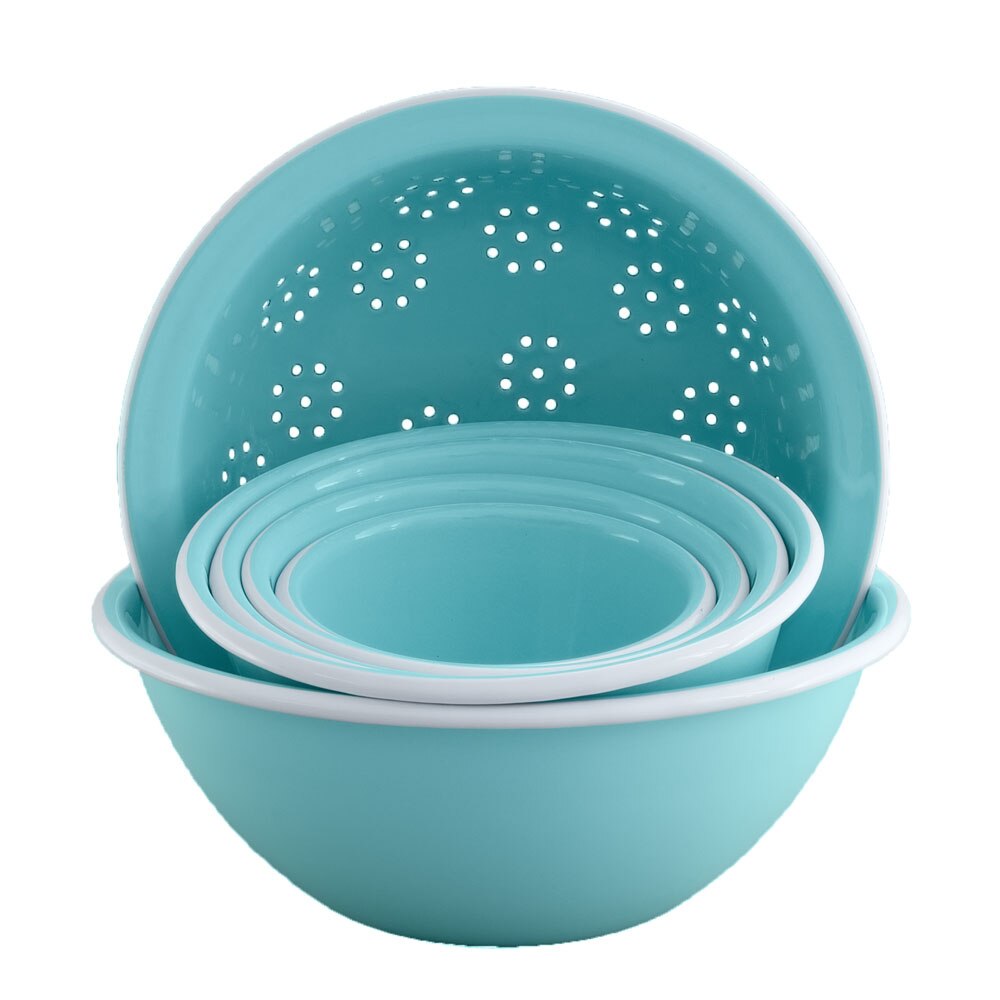 Falcon Enamel 6 Piece Prep Set - Aqua Blue with White Rim