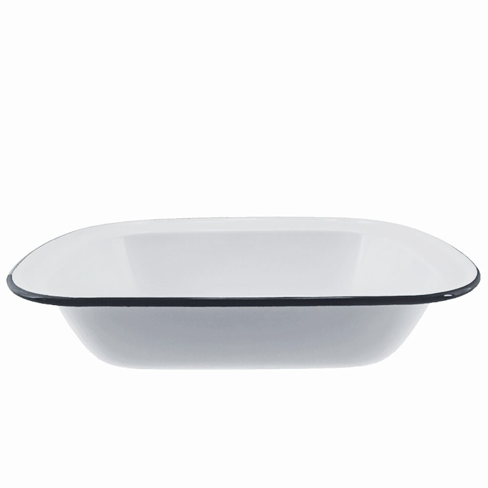 Falcon Enamel Oblong Pie Dish 32cm - White with Black Rim