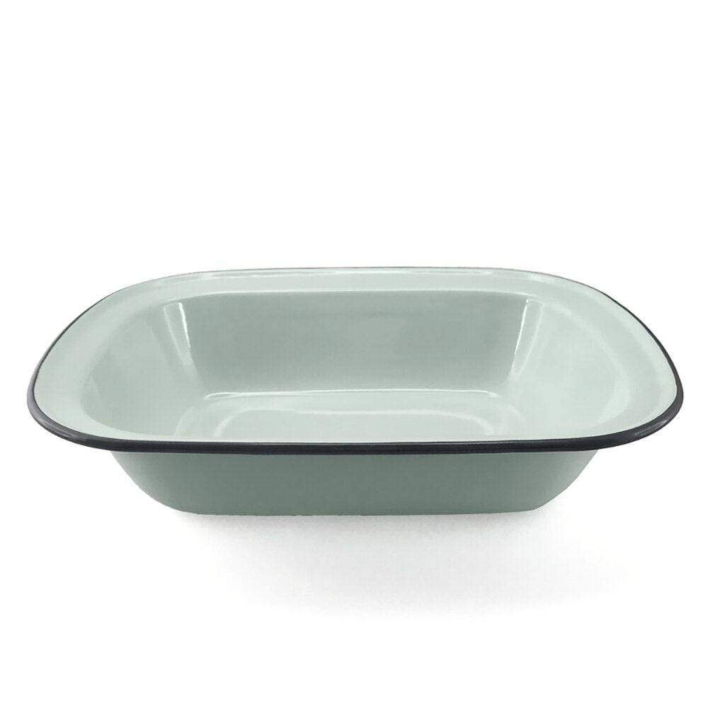 Falcon Enamel Oblong Pie Dish 32cm - Duck Egg Blue with Grey Rim