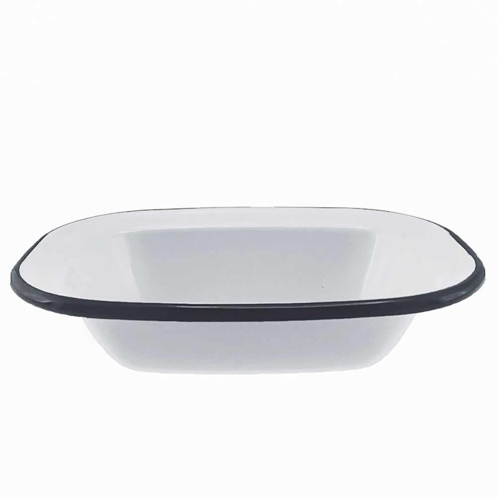 Falcon Enamel Oblong Pie Dish 16cm - White with Black Rim