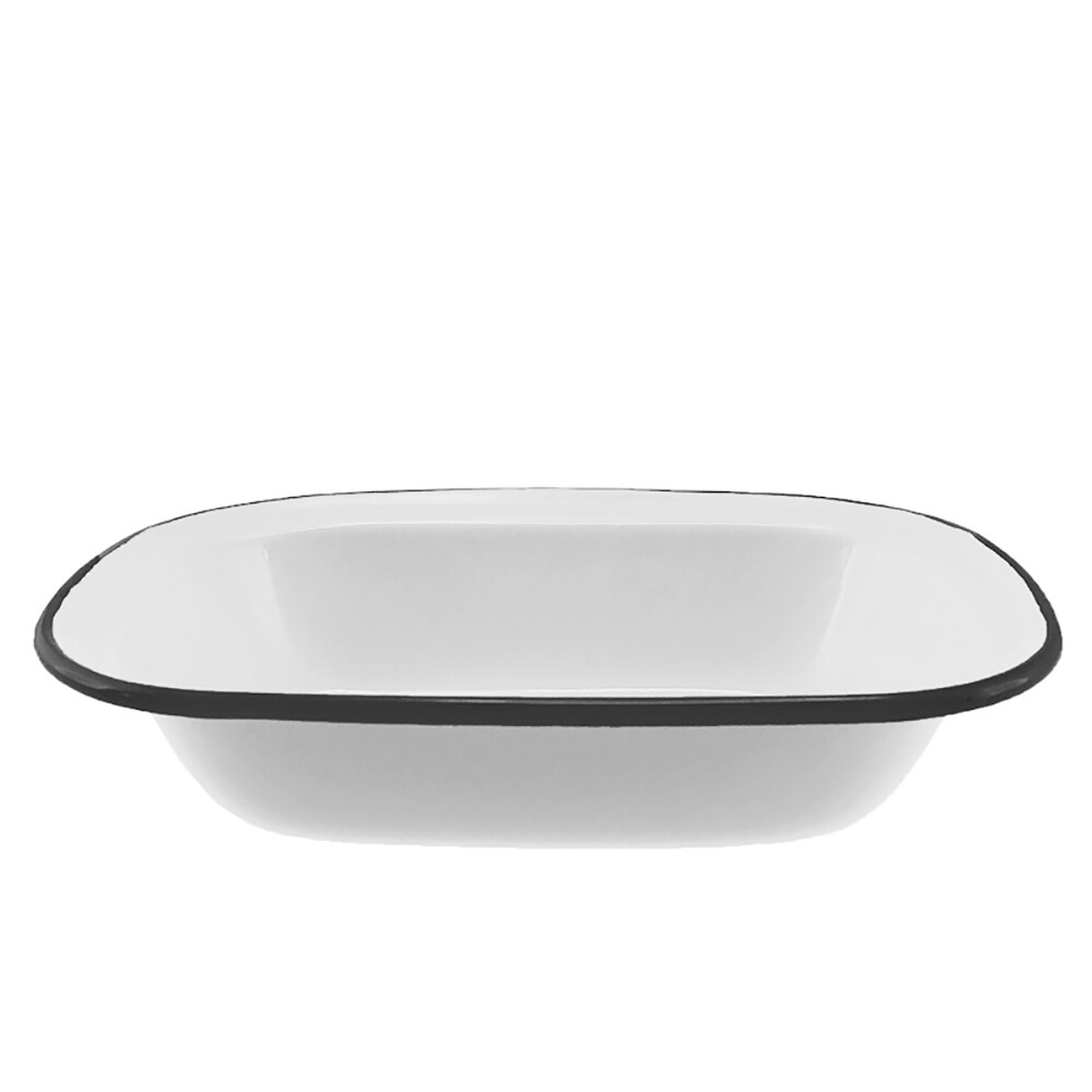 Falcon Enamel Oblong Pie Dish 20cm - White with Black Rim