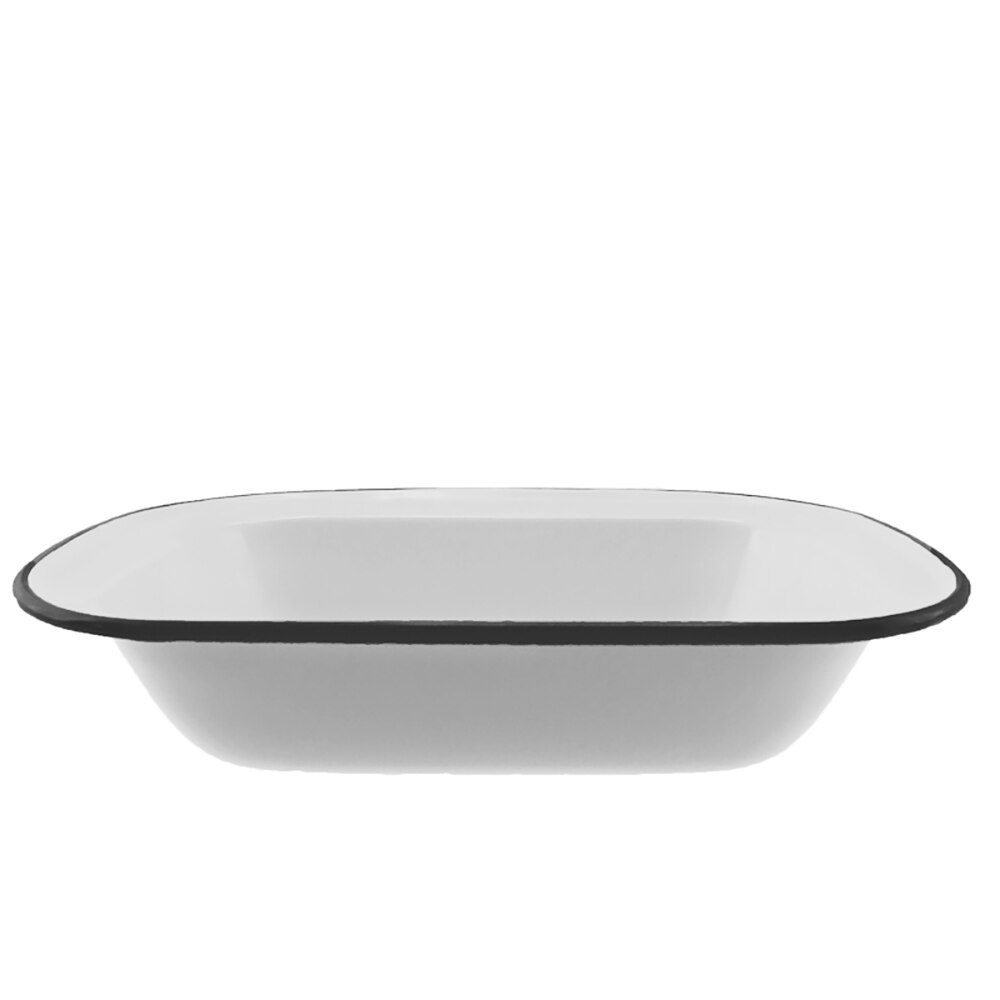 Falcon Enamel Oblong Pie Dish 24cm - White with Black Rim