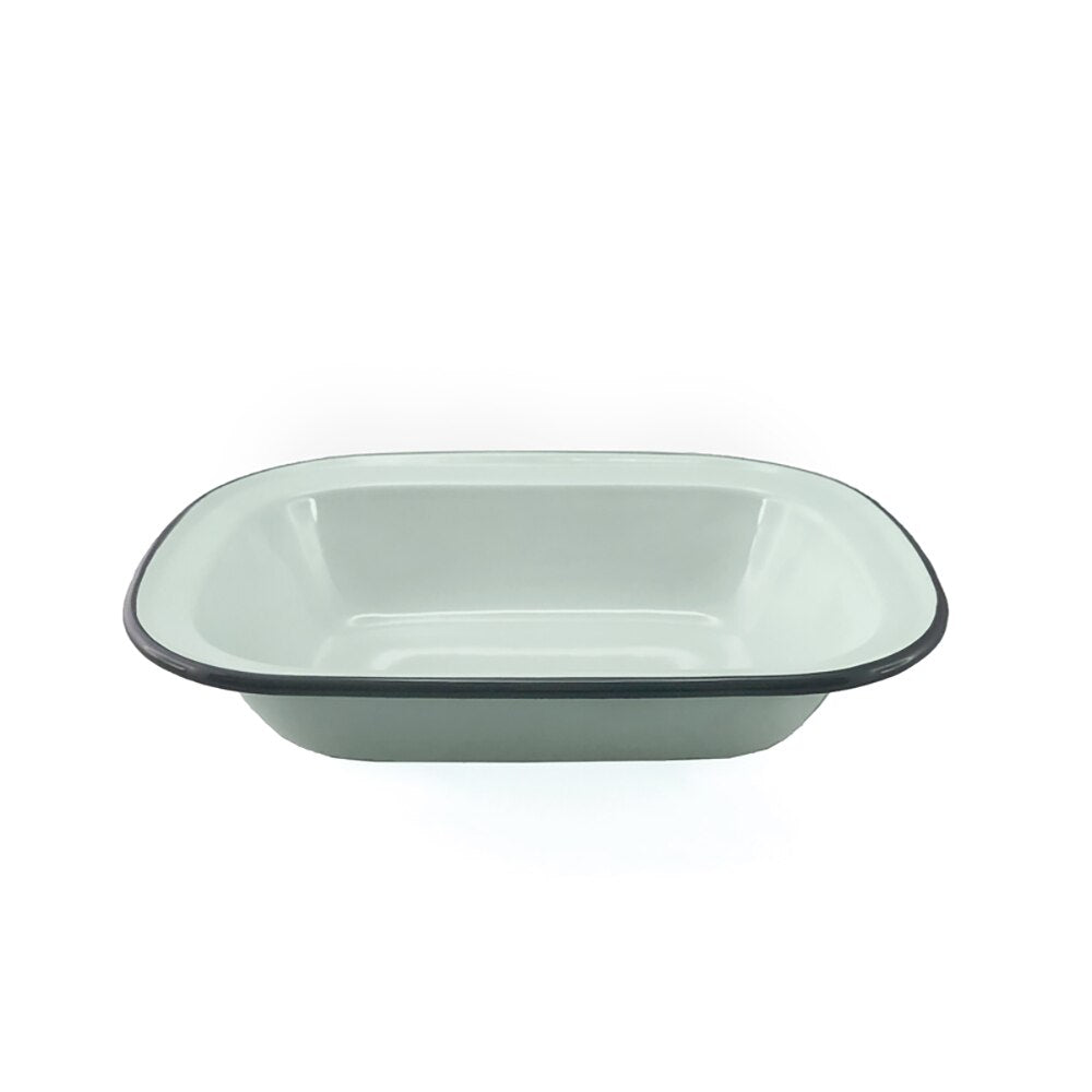 Falcon Enamel Oblong Pie Dish 24cm - Duck Egg Blue with Grey Rim
