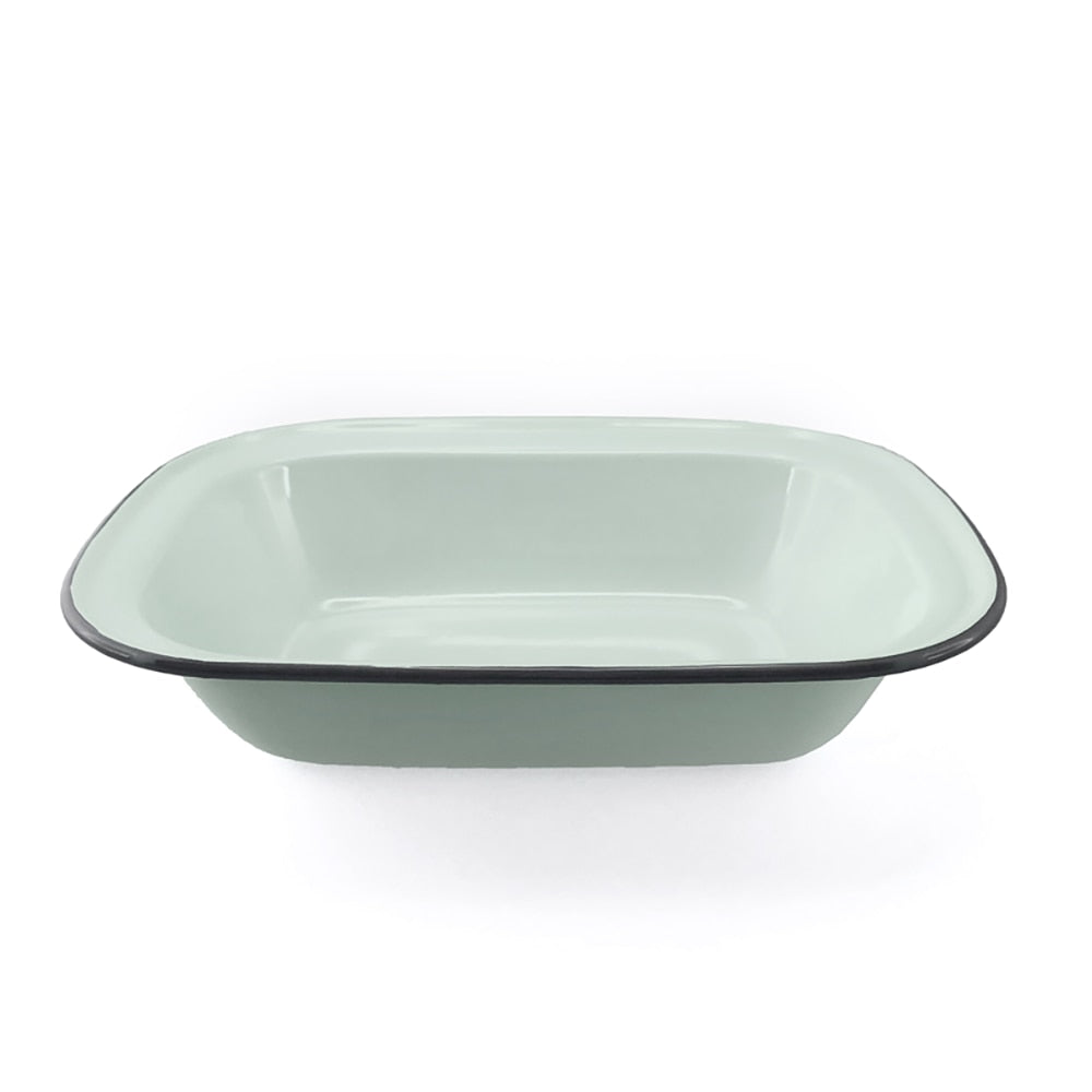 Falcon Enamel Oblong Pie Dish 28cm - Duck Egg Blue with Grey Rim