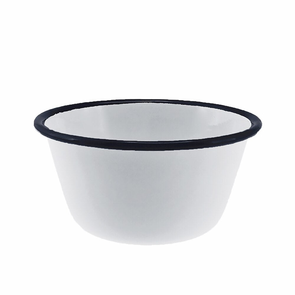 Falcon Enamel Pudding Basin 12cm (500ml) - White with Black Rim