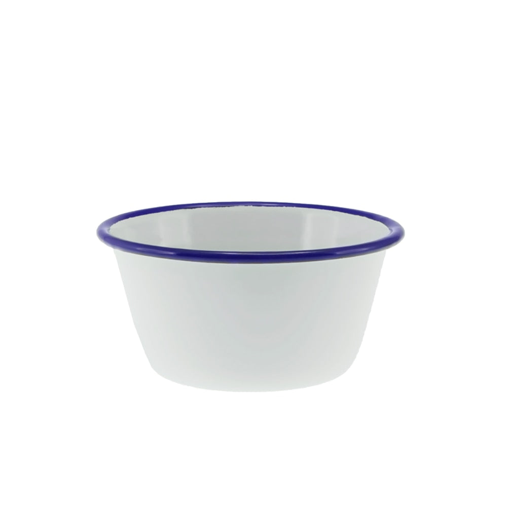 Falcon Enamel Pudding Basin 12cm (500ml) - White with Blue Rim