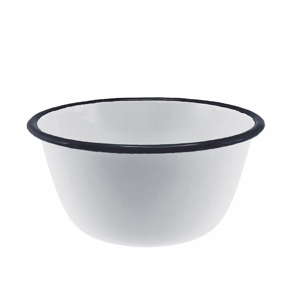 Falcon Enamel Pudding Basin 14cm (850ml) - White with Black Rim