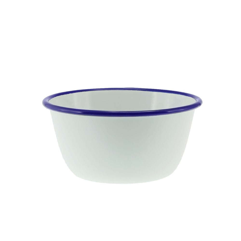 Falcon Enamel Pudding Basin 14cm (850ml) - White with Blue Rim