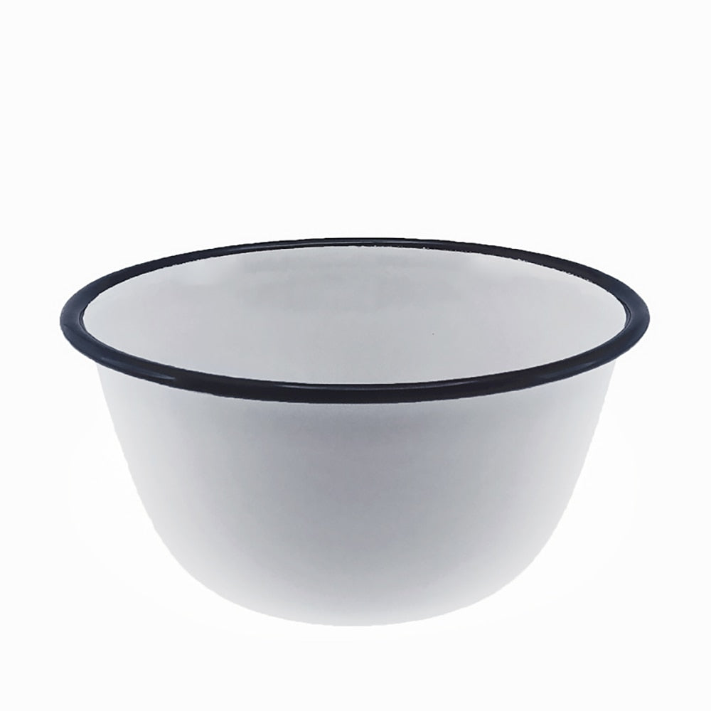 Falcon Enamel Pudding Basin 16cm (1.2L) - White with Black Rim
