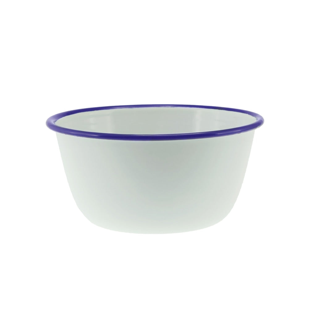 Falcon Enamel Pudding Basin 16cm (1.2L) - White with Blue Rim