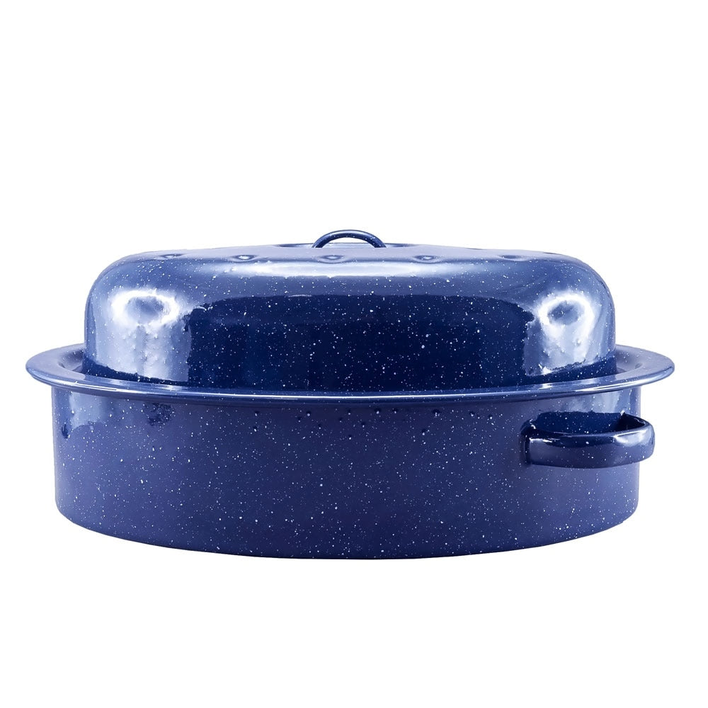 Falcon Enamel Oval Roaster 32cm (3L) - Blue with White Speckle