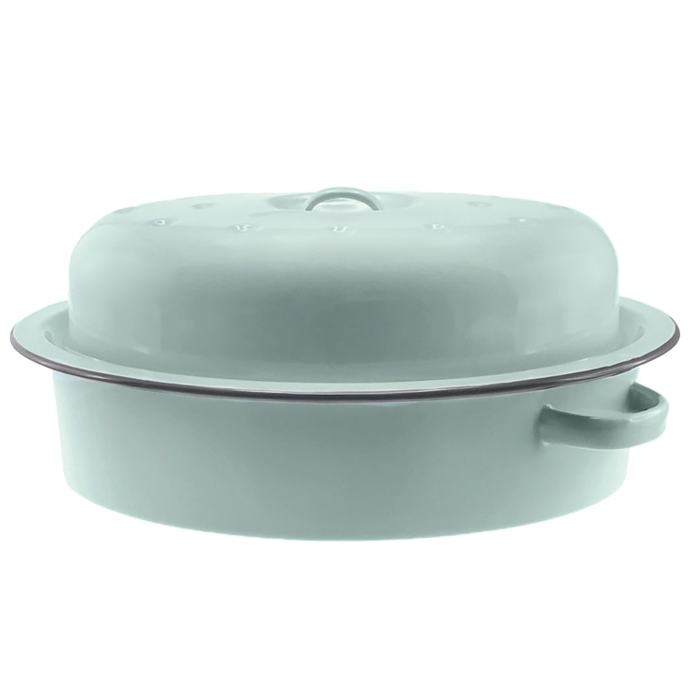 Falcon Enamel Oval Roaster 32cm (3L) - Duck Egg Blue with Grey Rim