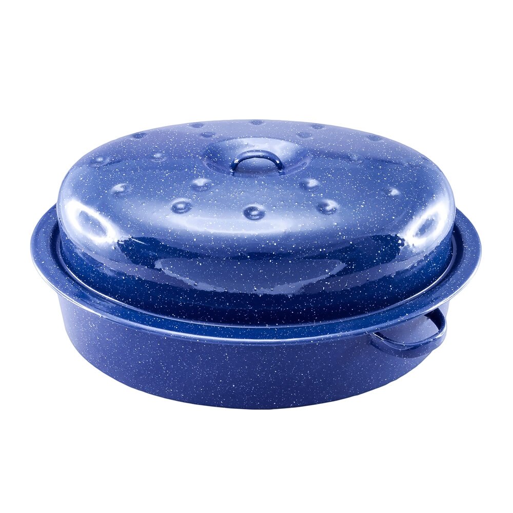 Falcon Enamel Oval Roaster 38cm (6L) - Blue with White Speckle