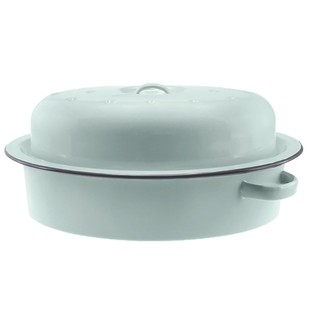 Falcon Enamel Oval Roaster 38cm (6L) - Duck Egg Blue with Grey Rim