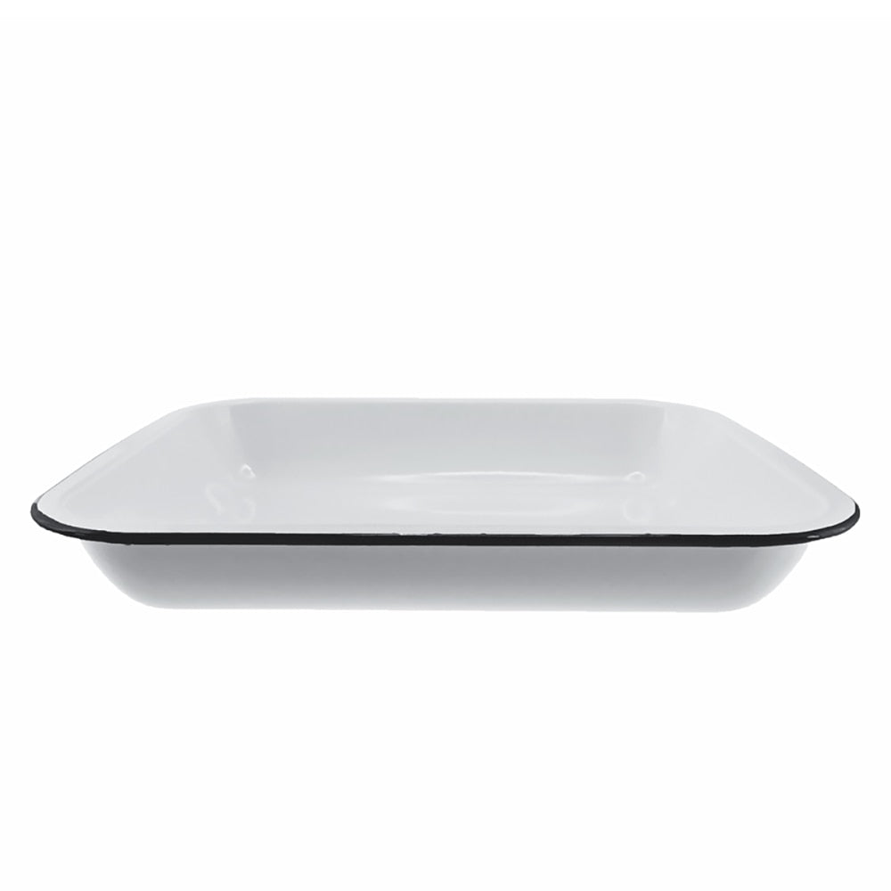 Falcon Enamel Bake Pan 37cm (3.5L) - White with Black Rim