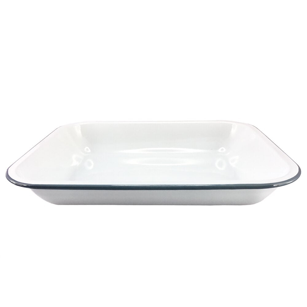 Falcon Enamel Bake Pan 37cm (3.5L) - White with Grey Rim