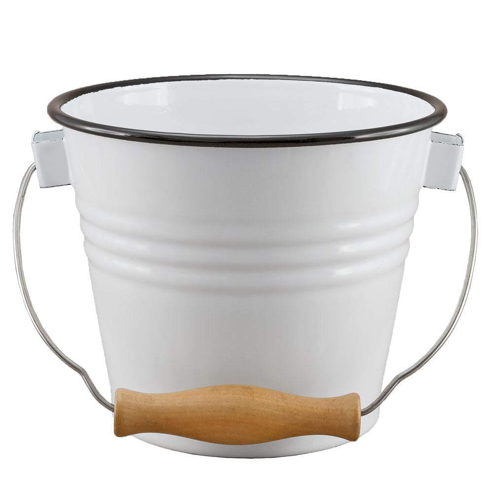 Falcon Enamel Bucket 16cm (2L) - White with Black Rim