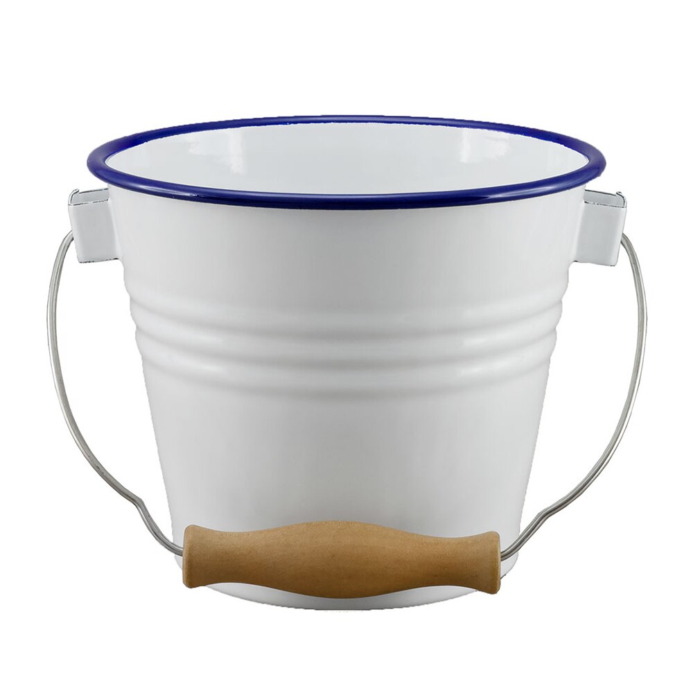 Falcon Enamel Bucket 16cm (2L) - White with Blue Rim