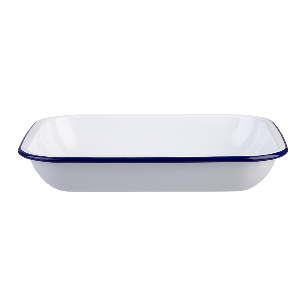 Falcon Enamelware Baking Pan 28cm 1.5L White with Blue Rim