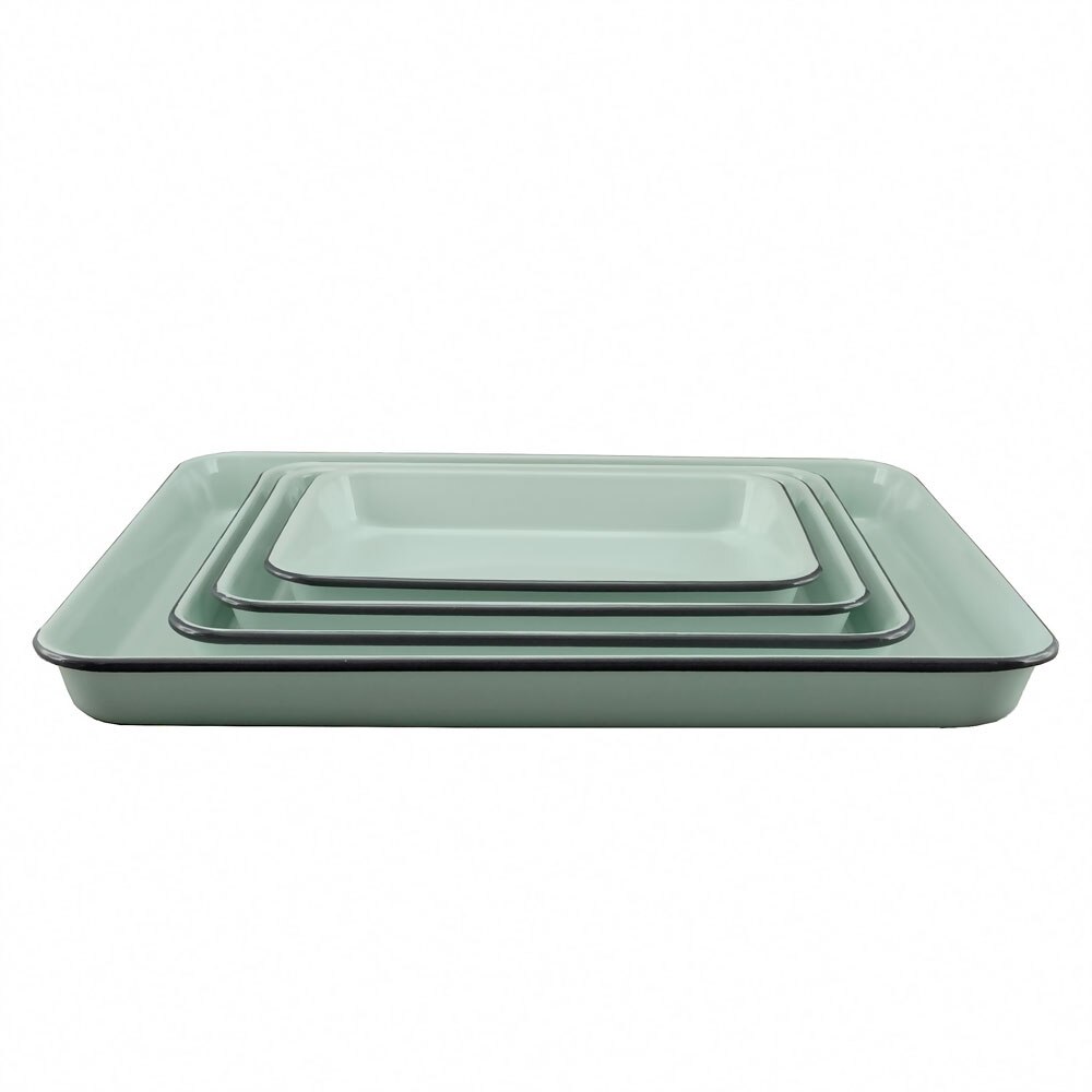 Falcon Enamel 4 Piece Baking Tray Set - Duck Egg Blue with Grey Rim