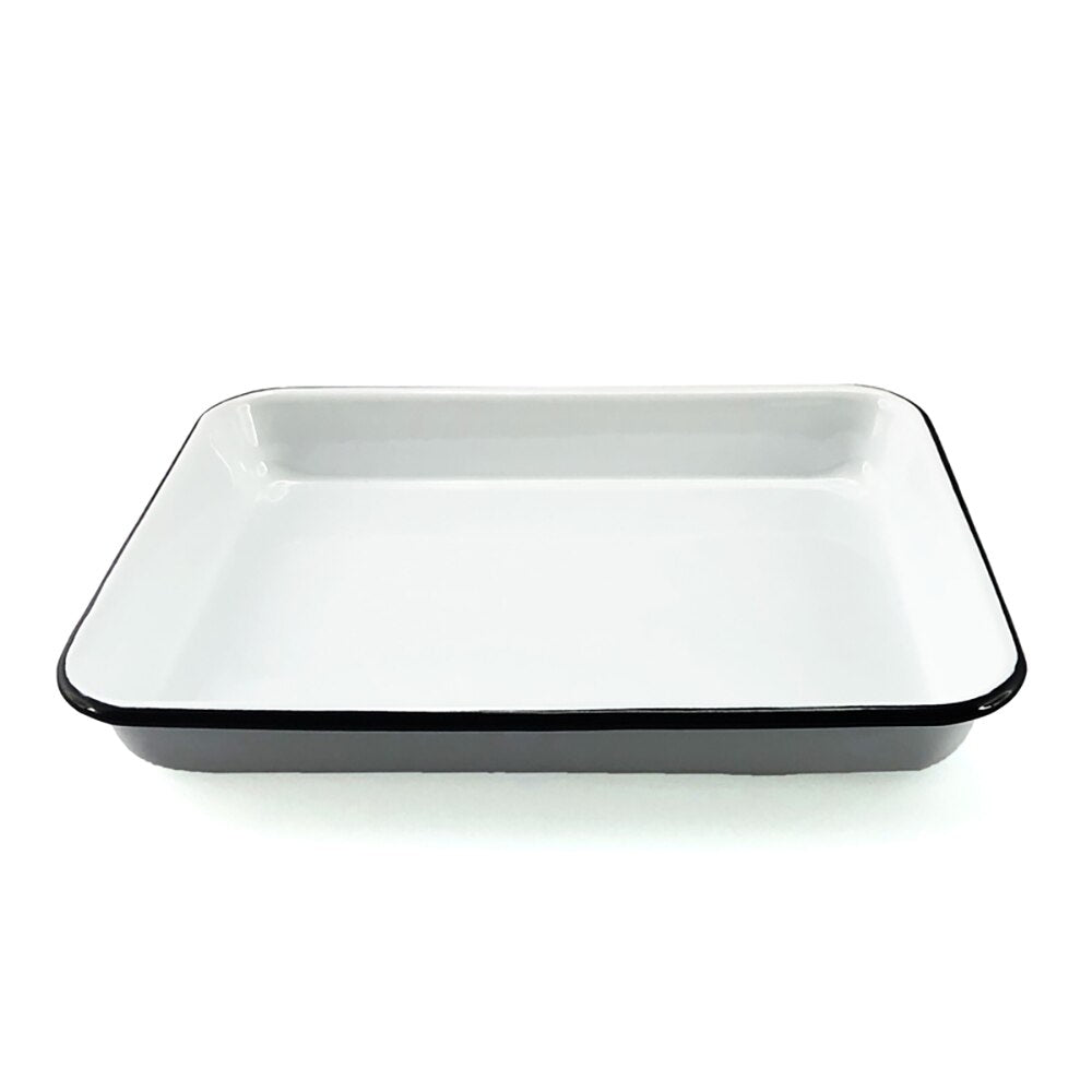 Falcon Enamel Baking Tray 24cm - White with Black Rim