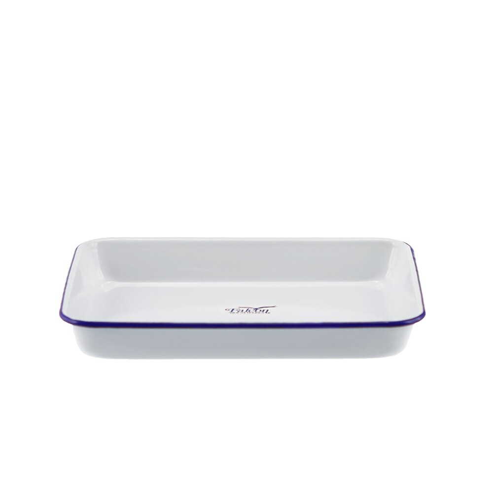 Falcon Enamel Baking Tray 24cm - White with Blue Rim