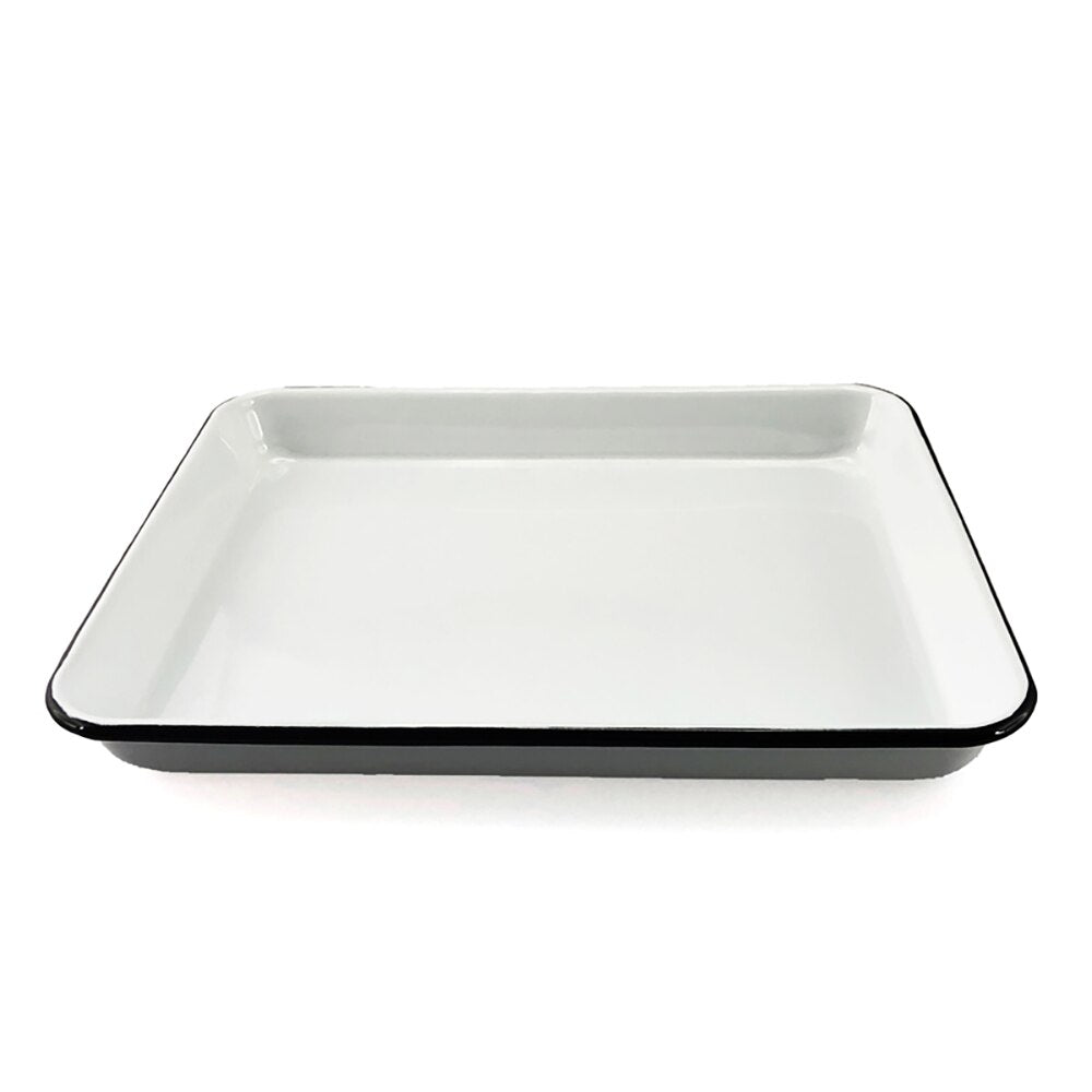 Falcon Enamel Baking Tray 28cm - White with Black Rim