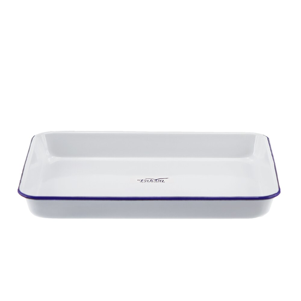 Falcon Enamel Baking Tray 28cm - White with Blue Rim
