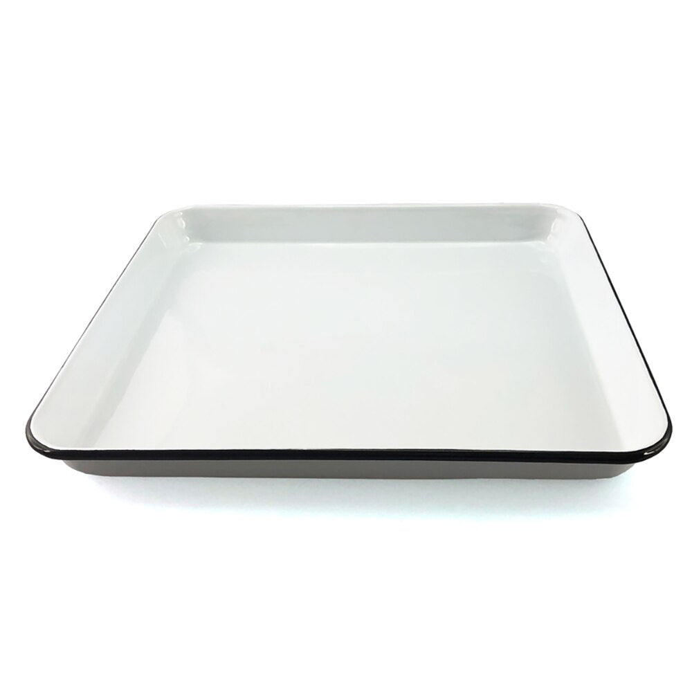 Falcon Enamel Baking Tray 31cm - White with Black Rim