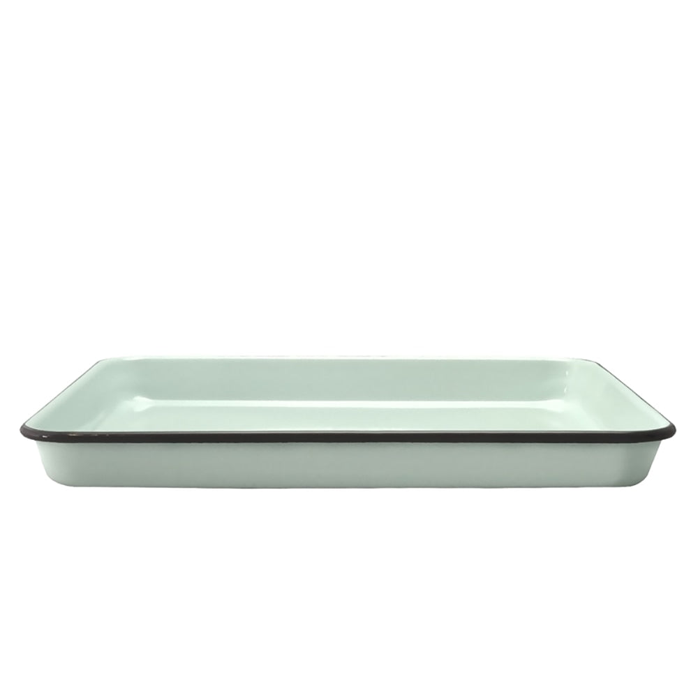 Falcon Enamel Baking Tray 31cm - Duck Egg Blue with Grey Rim