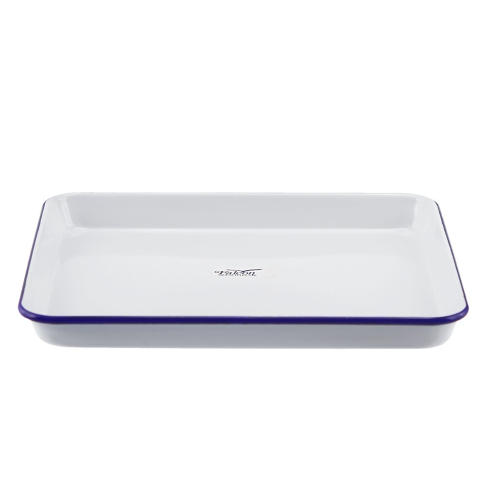 Falcon Enamel Baking Tray 31cm - White with Blue Rim