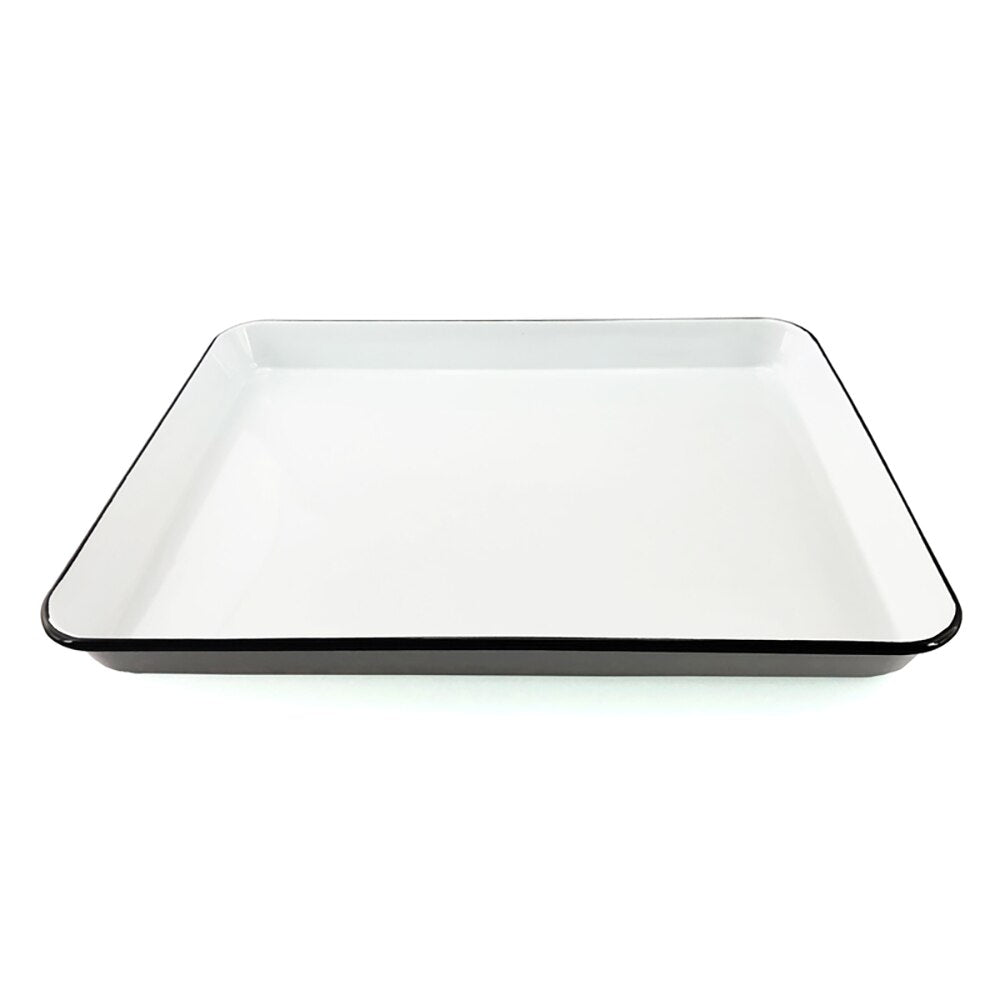 Falcon Enamel Baking Tray 41cm - White with Black Rim
