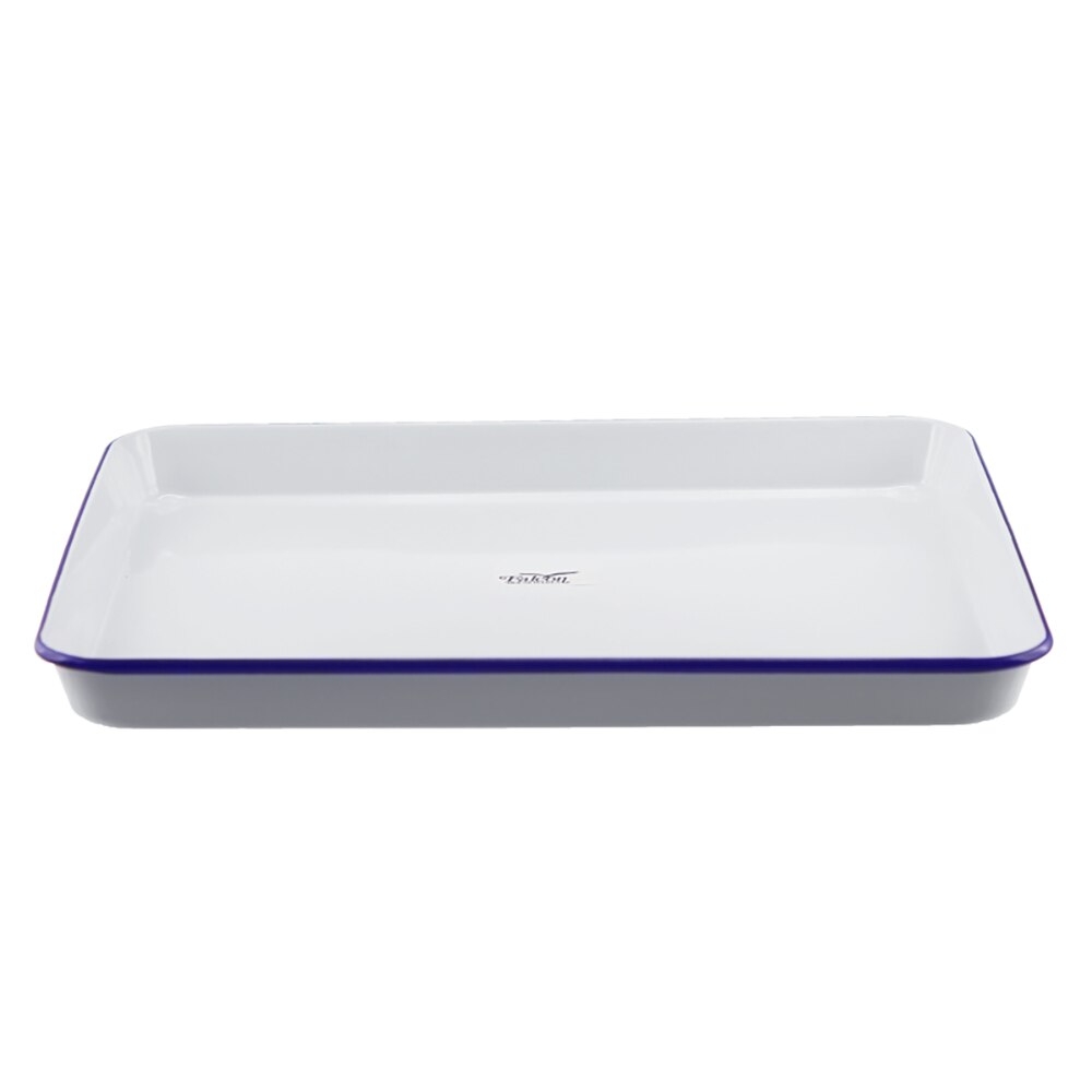 Falcon Enamel Baking Tray 41cm - White with Blue Rim