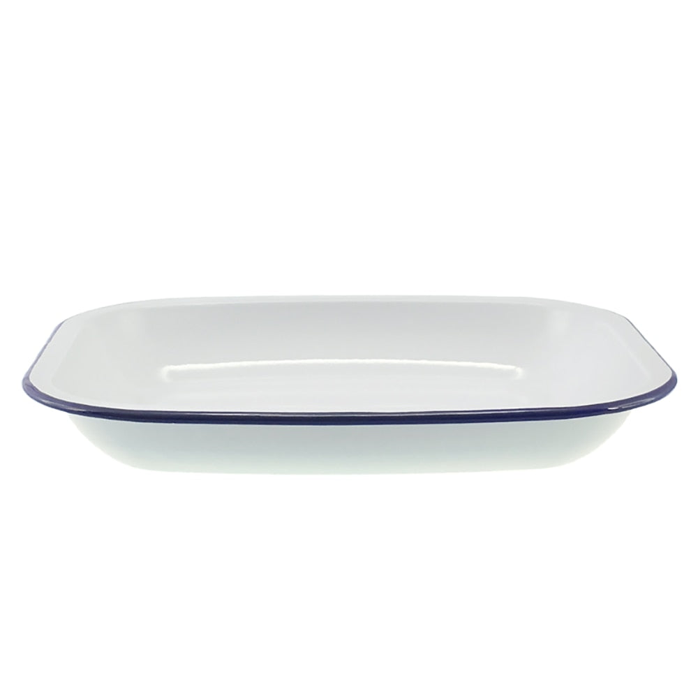 Falcon Enamel Mini Roaster 26cm - White with Blue Rim