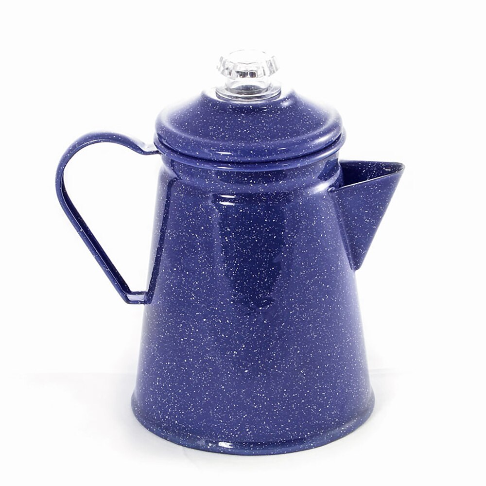 Falcon Enamel Coffee Percolator with Preview Knob 15cm (1.9L) - Blue with White Speckle