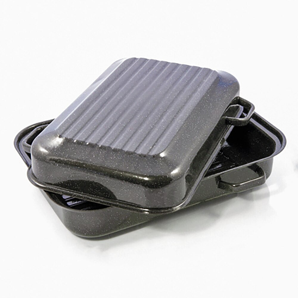 Falcon Enamel Rectangle Roaster 41.5cm - Black with White Speckle
