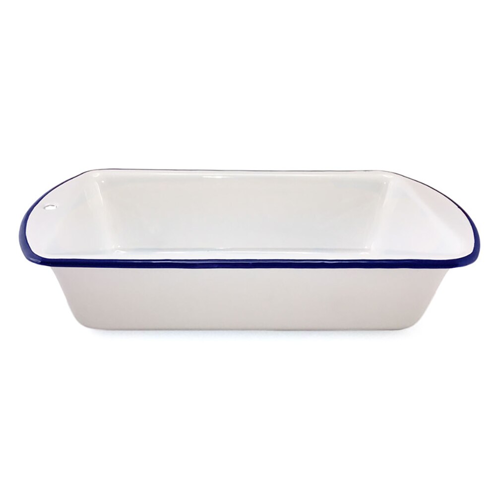 Falcon Enamel Loaf Pan 28cm - White with Blue Rim