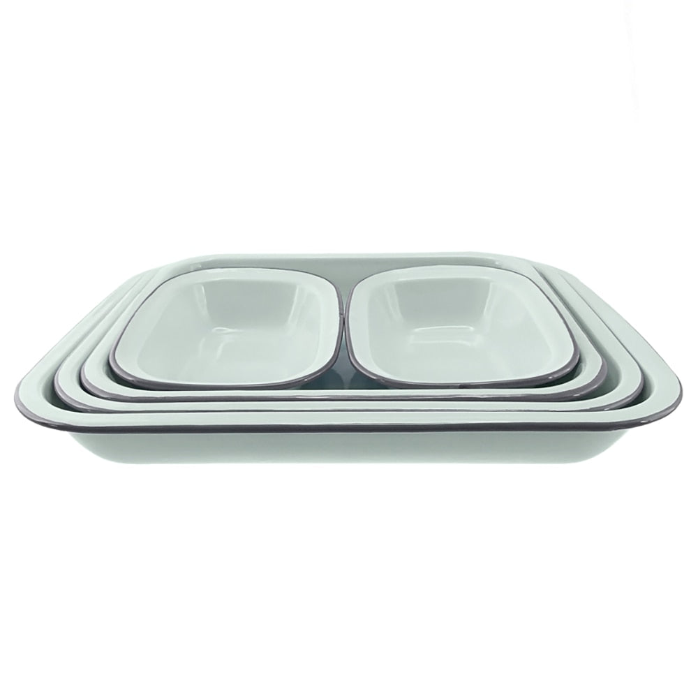 Falcon Enamel 5 Piece Bake Set - Duck Egg Blue with Grey Rim