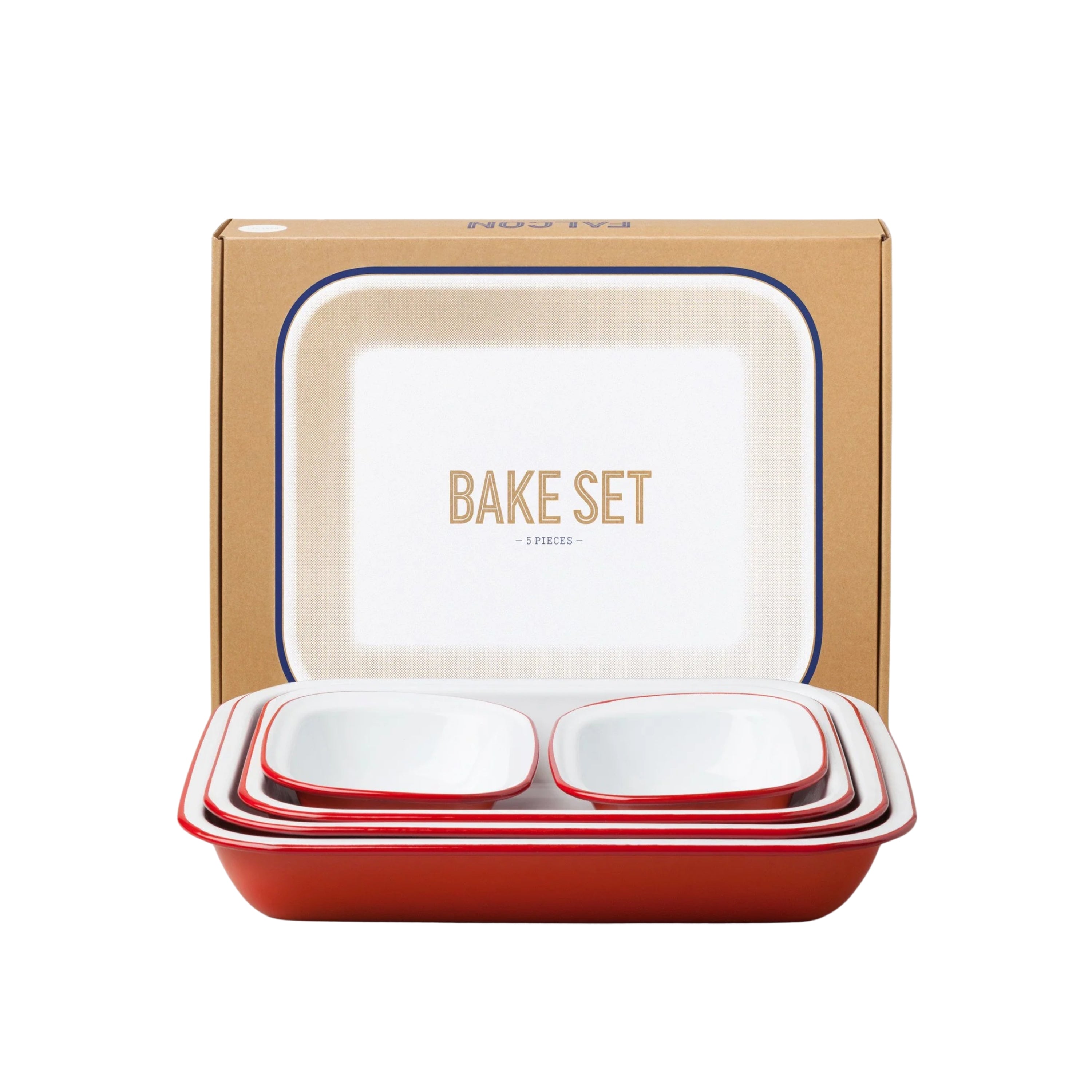 Falcon Enamelware Enamel Baking Set Red Rim