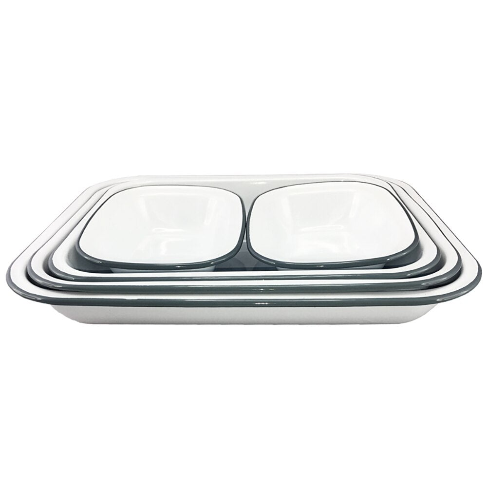 Falcon Enamel 5 Piece Bake Set - White with Grey Rim