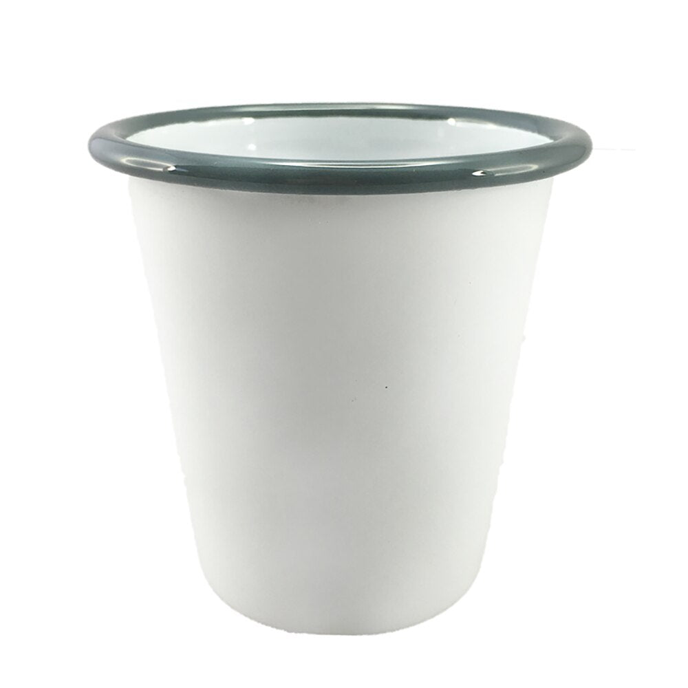 Falcon Enamel Tumbler 9cm (300ml) - White with Grey Rim