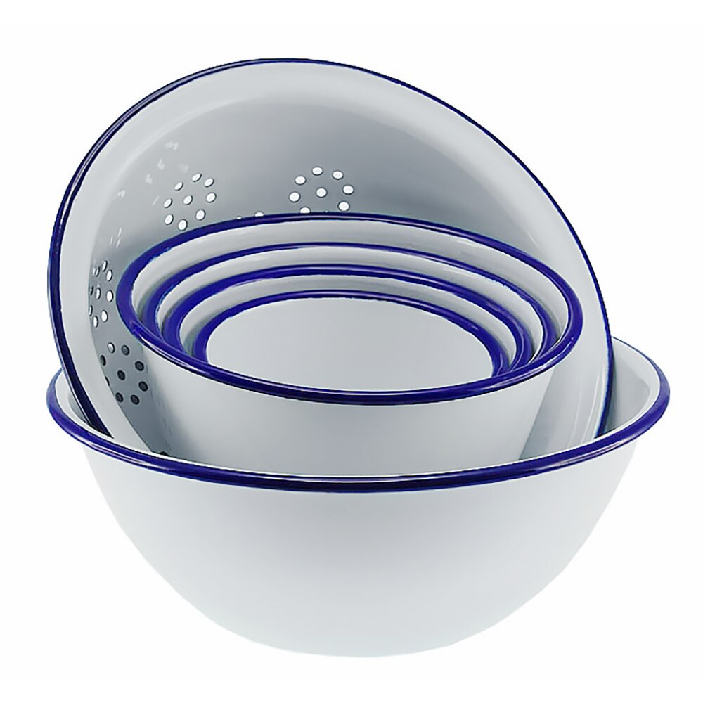 Falcon Enamel 6 Piece Prep Set - White with Blue Rim