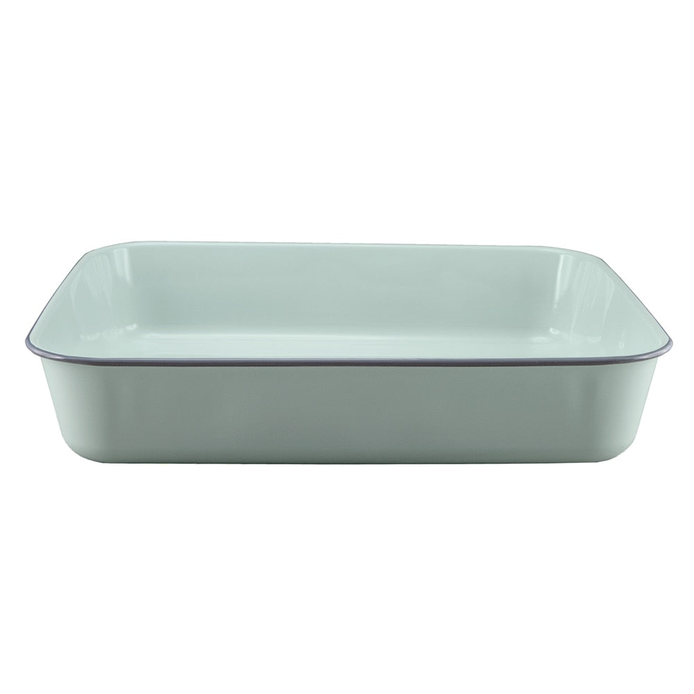 Falcon Enamel Deep Roasting Pan 41cm (7.5L) - Duck Egg Blue with Grey Rim