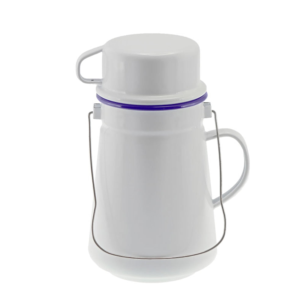 Falcon Enamel Tea Can - White with Blue Rim