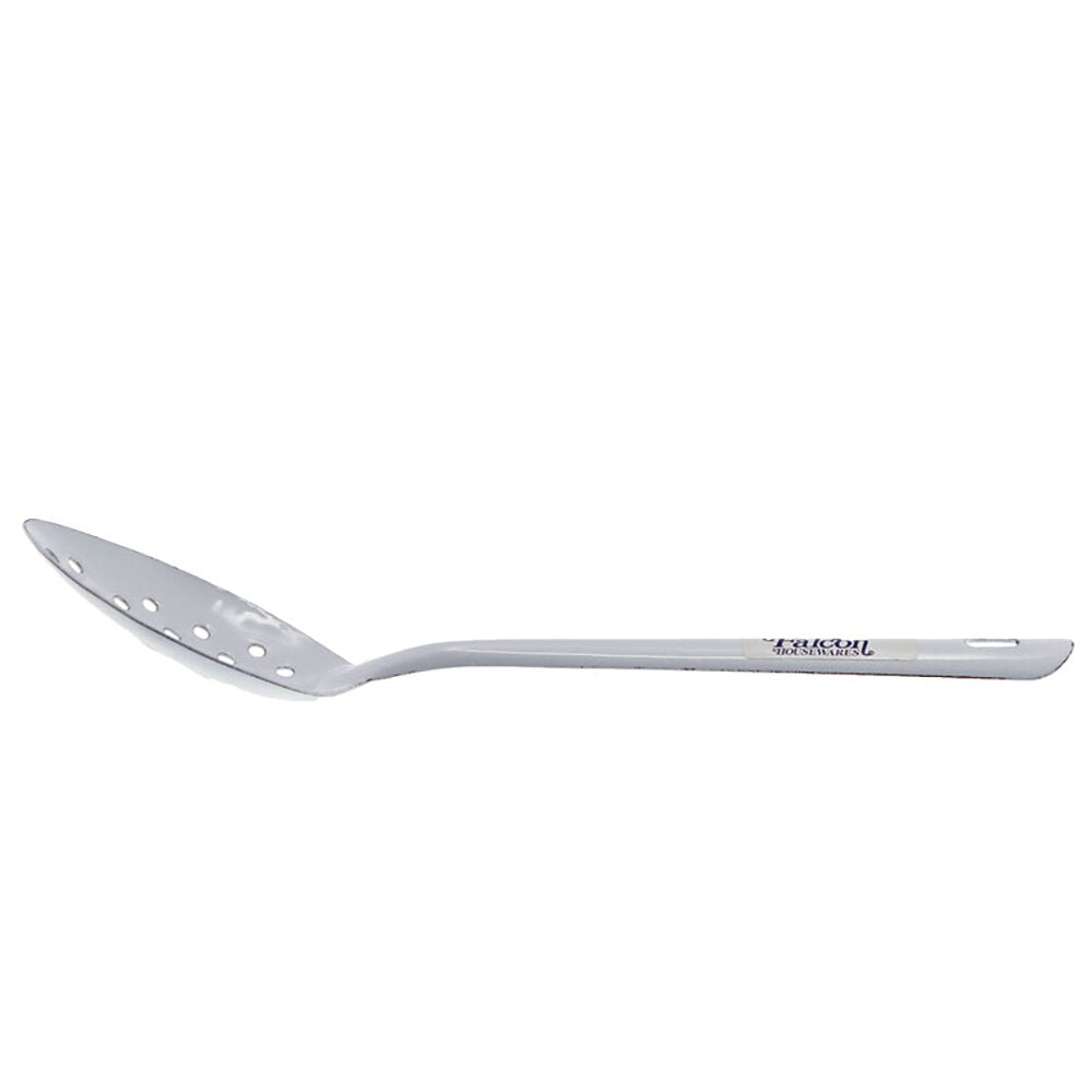 Falcon Enamel Perforated Spoon 30cm - White