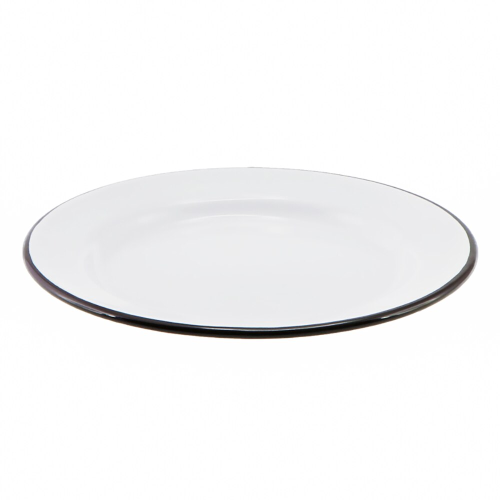 Falcon Enamel Side Plate 20cm - White with Black Rim