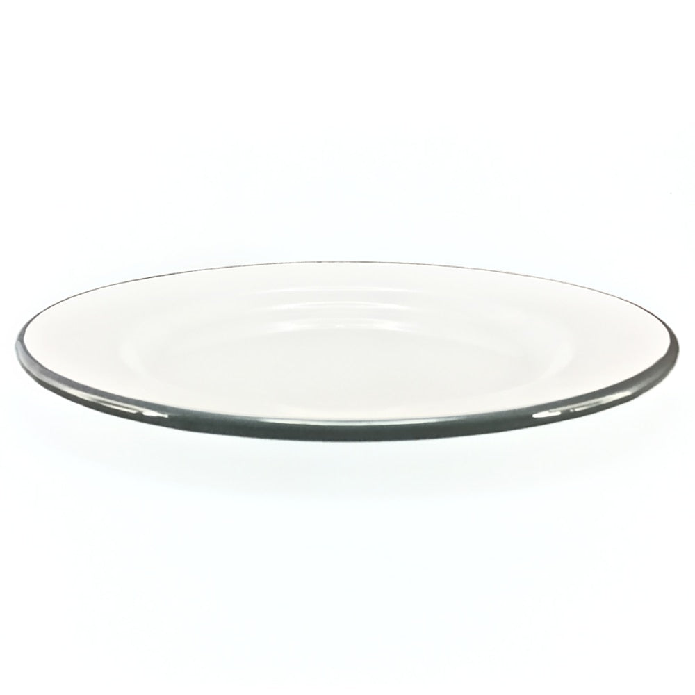 Falcon Enamel Side Plate 20cm - White with Grey Rim