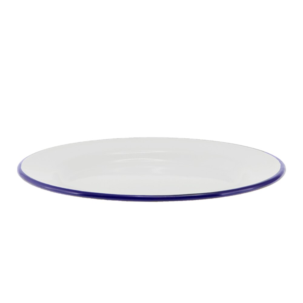 Falcon Enamel Side Plate 20cm - White with Blue Rim