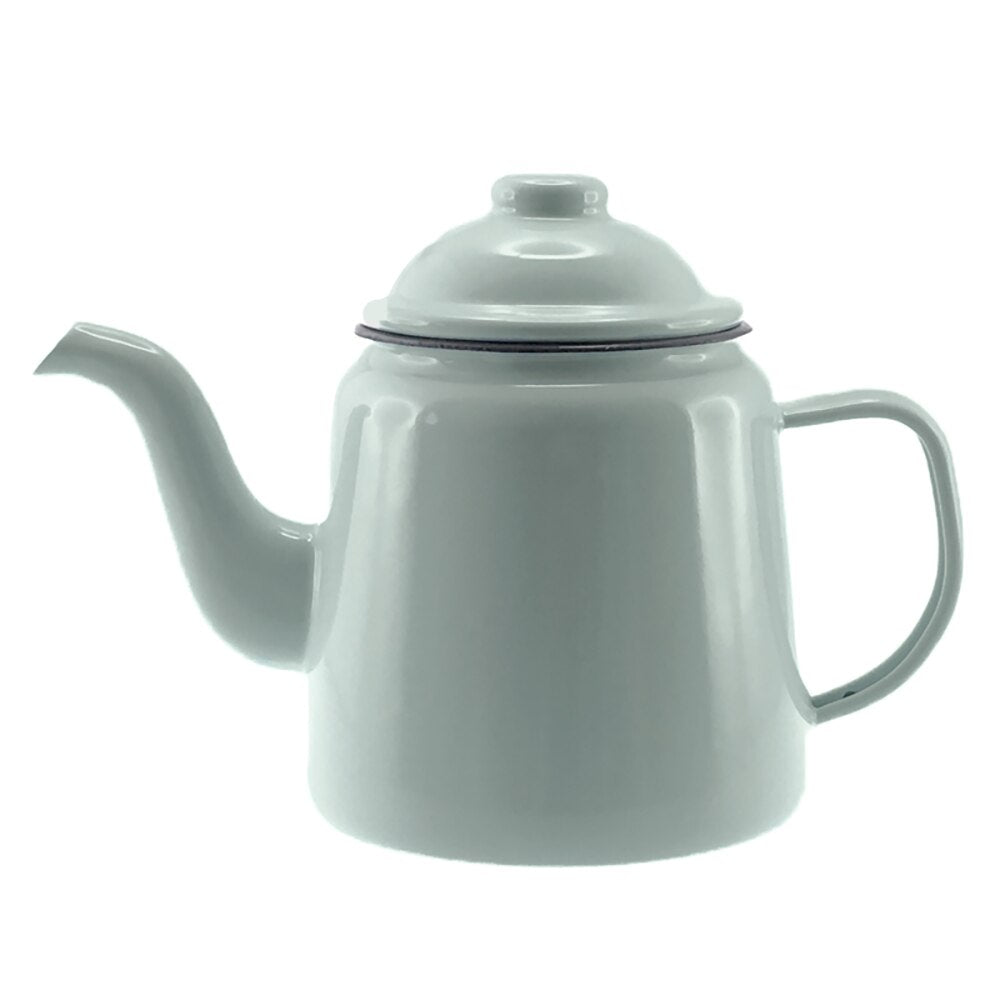 Falcon Enamel Teapot 12cm (950ml) - Duck Egg Blue with Grey Rim