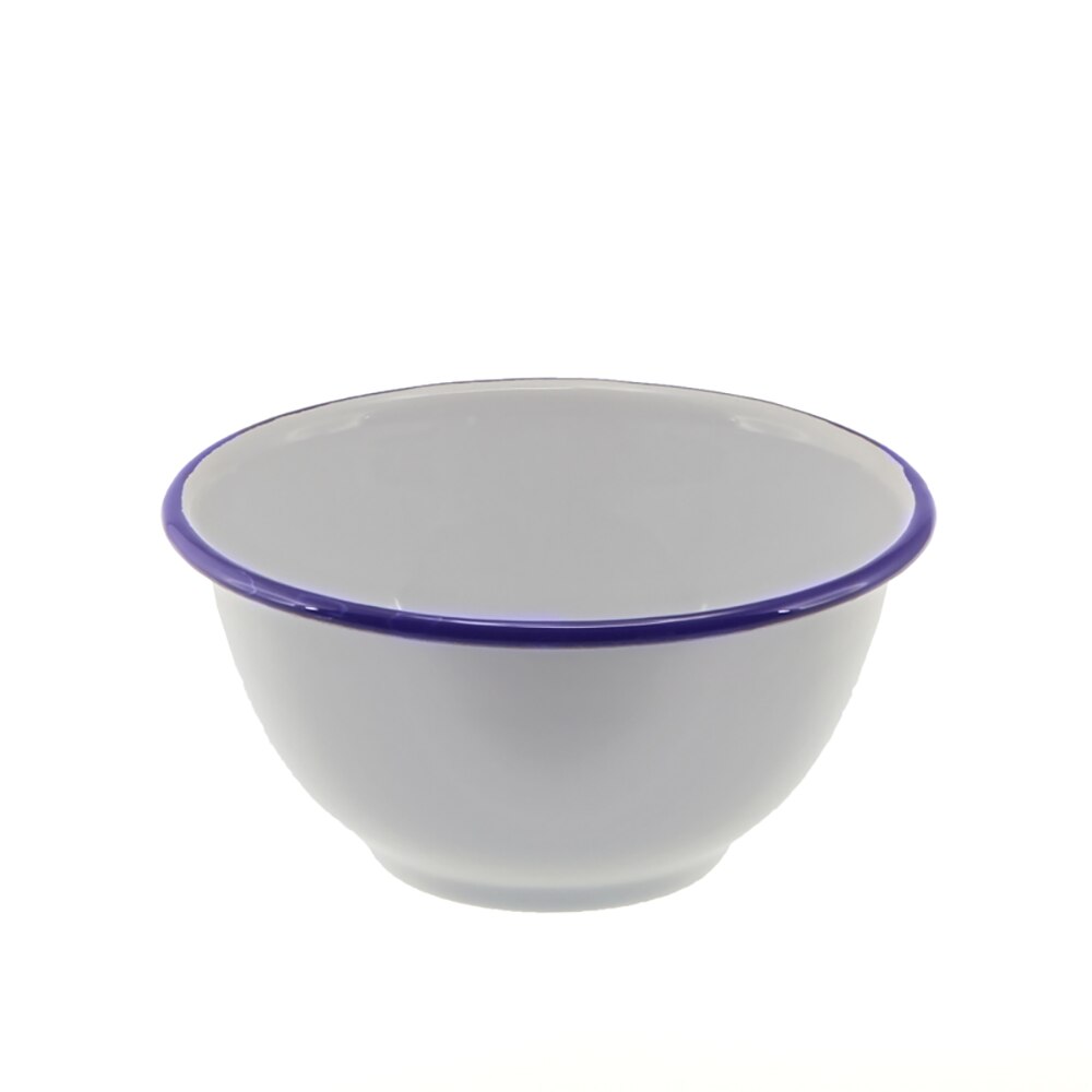 Falcon Enamel Footed Bowl 14cm - White with Blue Rim